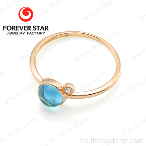 Anillo de topaz azul simple 18k anillo de oro diseños